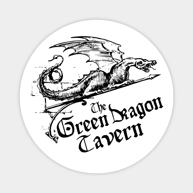 Green Dragon Tavern, Black, Transparent Background Magnet by Phantom Goods and Designs